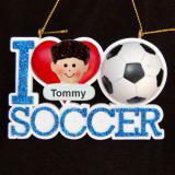 I Love Soccer Ornament for Boy or Girl Personalized FREE at PersonalizedOrnamentsMarket.com by Russell Rhodes