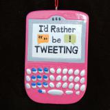 Tweeting Christmas Ornament Pink Personalized FREE at PersonalizedOrnamentsMarket.com by Russell Rhodes