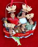 Family Christmas Ornament for 4 Moose on the Lake Personalized FREE at PersonalizedOrnamentsMarket.com by Russell Rhodes