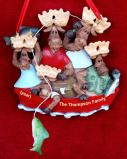 Family Christmas Ornament for 5 Moose on the Lake Personalized FREE at PersonalizedOrnamentsMarket.com by Russell Rhodes