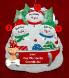 Grandparents Christmas Ornament 3 Grandkids Sledding Fun with Dogs, Cats, Pets Custom Add-ons Personalized FREE at PersonalizedOrnamentsMarket.com by Russell Rhodes