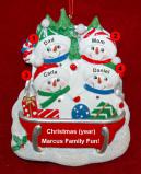 Family Christmas Ornament Sledding Fun for 4 Personalized FREE at PersonalizedOrnamentsMarket.com by Russell Rhodes