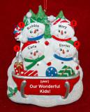 Family Christmas Ornament Sledding Fun Just the 4 Kids Personalized FREE at PersonalizedOrnamentsMarket.com by Russell Rhodes