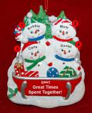 Single Mom Christmas Ornament Sledding Fun 3 Kids Personalized FREE at PersonalizedOrnamentsMarket.com by Russell Rhodes