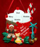 Single Dad Christmas Ornament Cocoa in the Morning 3 Children with Dogs, Cats, Pets Custom Add-ons Personalized FREE at PersonalizedOrnamentsMarket.com by Russell Rhodes