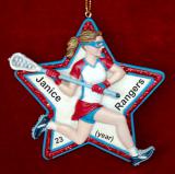 Lacrosse Christmas Ornament Female Personalized FREE at PersonalizedOrnamentsMarket.com by Russell Rhodes