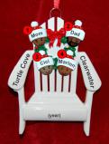 Black Family of 4 Christmas Ornament Relaxing in the Vacation Sun Personalized FREE at PersonalizedOrnamentsMarket.com by Russell Rhodes