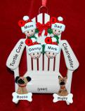 Family Christmas Ornament for 4 Relaxing in the Vacation Sun with 2 Dogs, Cats, Pets Custom Add-on Personalized FREE at PersonalizedOrnamentsMarket.com by Russell Rhodes