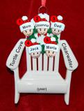 Family Christmas Ornament for 5 Relaxing in the Vacation Sun Personalized FREE at PersonalizedOrnamentsMarket.com by Russell Rhodes