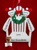 Grandparents Christmas Ornament 2 Grandkids Relaxing in the Vacation Sun with Dogs, Cats, Pets Custom Add-ons Personalized FREE at PersonalizedOrnamentsMarket.com by Russell Rhodes