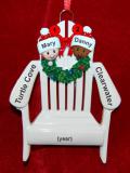 Mixed Race Couple Christmas Ornament Relaxing in the Vacation Sun Personalized FREE at PersonalizedOrnamentsMarket.com by Russell Rhodes