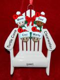 Mixed Race Blended Family of 4 Christmas Ornament Relaxing in the Vacation Sun Personalized FREE at PersonalizedOrnamentsMarket.com by Russell Rhodes