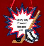 Star Hockey Christmas Ornament Personalized FREE at PersonalizedOrnamentsMarket.com by Russell Rhodes