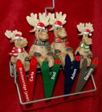 Single Dad Family Christmas Ornament Ski Lift 3 Kids Personalized FREE at PersonalizedOrnamentsMarket.com by Russell Rhodes