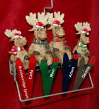 Single Mom Family Christmas Ornament Ski Lift 3 Kids Personalized FREE at PersonalizedOrnamentsMarket.com by Russell Rhodes