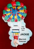 Parasailing in Paradise Christmas Ornament Blond Female Personalized FREE at PersonalizedOrnamentsMarket.com by Russell Rhodes