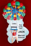 Parasailing in Paradise Christmas Ornament Brunette Male Personalized FREE at PersonalizedOrnamentsMarket.com by Russell Rhodes