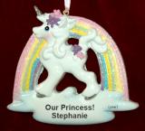 Unicorn Rainbow Christmas Ornament Personalized FREE at PersonalizedOrnamentsMarket.com by Russell Rhodes