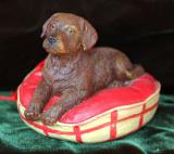 Chocolate Lab Puppy Christmas Ornament Personalized FREE at PersonalizedOrnamentsMarket.com by Russell Rhodes