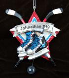 Hockey Christmas Ornament Personalized FREE at PersonalizedOrnamentsMarket.com by Russell Rhodes