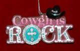 Cowgirl Christmas Ornament Personalized FREE at PersonalizedOrnamentsMarket.com by Russell Rhodes