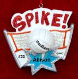 Volleyball Christmas Ornament Ready to Spike Personalized FREE at PersonalizedOrnamentsMarket.com by Russell Rhodes