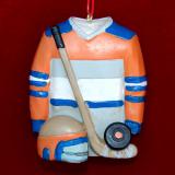 Ready for Hockey Christmas Ornament Personalized FREE at PersonalizedOrnamentsMarket.com by Russell Rhodes