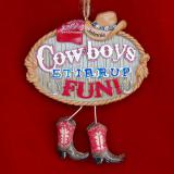 Cowboy Christmas Ornament Personalized FREE at PersonalizedOrnamentsMarket.com by Russell Rhodes