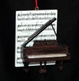 Piano Christmas Ornament with Sheet Music Personalized FREE at PersonalizedOrnamentsMarket.com by Russell Rhodes