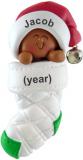 Bundled Up Baby African American Christmas Ornament Personalized FREE at PersonalizedOrnamentsMarket.com by Russell Rhodes