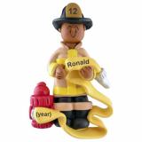 Fireman or Firefighter Christmas Ornament African American Male Personalized FREE at PersonalizedOrnamentsMarket.com by Russell Rhodes