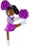 African American Cheerleader Christmas Ornament Purple Uniform Personalized FREE at PersonalizedOrnamentsMarket.com by Russell Rhodes