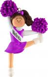 Cheerleader Christmas Ornament Brunette Female Purple Uniform Personalized FREE at PersonalizedOrnamentsMarket.com by Russell Rhodes