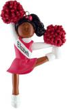 African American Cheerleader Christmas Ornament Red  Uniform Personalized FREE at PersonalizedOrnamentsMarket.com by Russell Rhodes