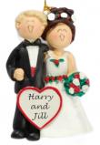 Wedding Christmas Ornament Blond Male Brunette Female Personalized FREE at PersonalizedOrnamentsMarket.com by Russell Rhodes