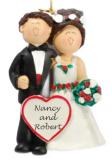 Wedding Christmas Ornament Both Brunette Personalized FREE at PersonalizedOrnamentsMarket.com by Russell Rhodes