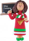 Teacher Christmas Ornament Brunette Female Personalized FREE at PersonalizedOrnamentsMarket.com by Russell Rhodes