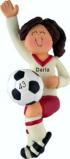 Soccer Christmas Ornament Brunette Female Personalized FREE at PersonalizedOrnamentsMarket.com by Russell Rhodes