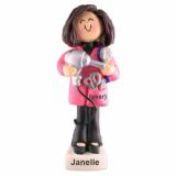 Cosmetology School Graduation Christmas Ornament Brunette Female Personalized FREE at PersonalizedOrnamentsMarket.com by Russell Rhodes