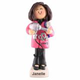 Hairdresser Christmas Ornament Brunette Female Personalized FREE at PersonalizedOrnamentsMarket.com by Russell Rhodes