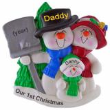 Adoption Christmas Ornament Top Hat Snow Fam of 3 Personalized FREE at PersonalizedOrnamentsMarket.com by Russell Rhodes