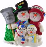 Family Christmas Ornament Top Hat Snow Fam of 4 Personalized FREE at PersonalizedOrnamentsMarket.com by Russell Rhodes