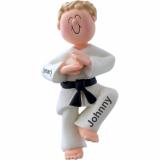 Karate Christmas Ornament Blond Male Personalized FREE at PersonalizedOrnamentsMarket.com by Russell Rhodes