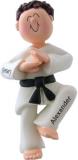 Karate Christmas Ornament Brunette Male Personalized FREE at PersonalizedOrnamentsMarket.com by Russell Rhodes