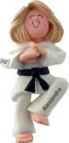 Karate Christmas Ornament Blond Female Personalized FREE at PersonalizedOrnamentsMarket.com by Russell Rhodes