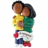 African-American Couple Engaged Christmas Ornament Personalized FREE at PersonalizedOrnamentsMarket.com by Russell Rhodes