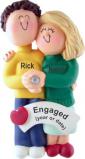 Engagement Christmas Ornament Brunette Male Blond Female Personalized FREE at PersonalizedOrnamentsMarket.com by Russell Rhodes