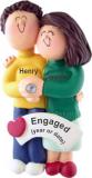 Engagement Christmas Ornament Couple Both Brunette Personalized FREE at PersonalizedOrnamentsMarket.com by Russell Rhodes