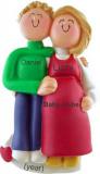 Pregnant Christmas Ornament Couple Both Blond Personalized FREE at PersonalizedOrnamentsMarket.com by Russell Rhodes