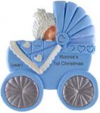 Baby Boy Christmas Ornament Pink Buggy Personalized FREE at PersonalizedOrnamentsMarket.com by Russell Rhodes